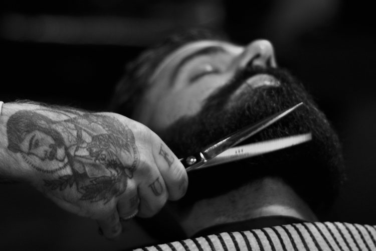 Full Beard Being Trimmed