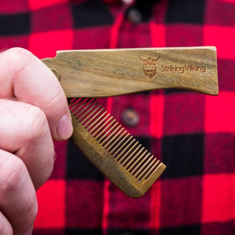 Striking Viking Folding Sandalwood Beard Comb