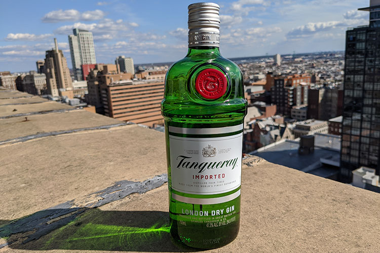 Classic green bottle of Tanqueray Dry Gin
