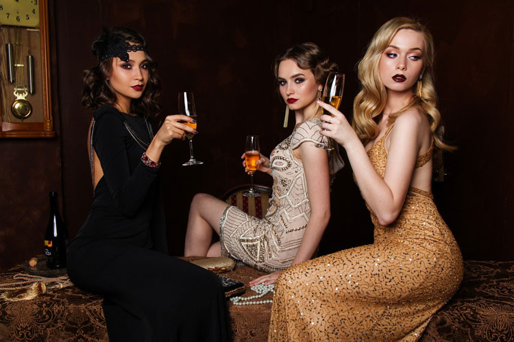 Three Women In Cocktail Dresses