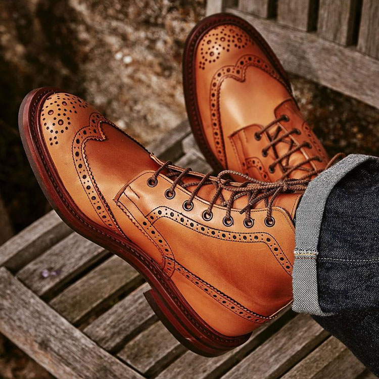 Trickers Stow Brogue Boots On Feet