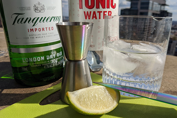 Ingredients for Tanqueray and Tonic