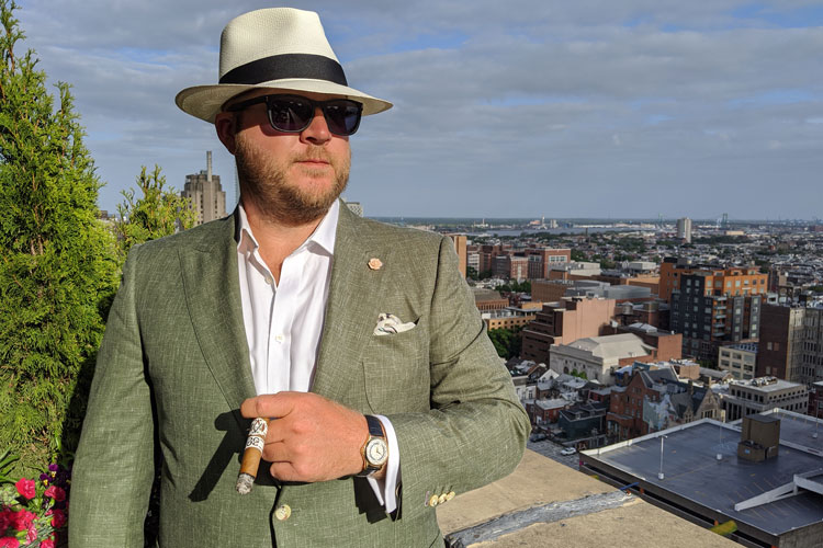 Green Linen Suit & Panama Hat
