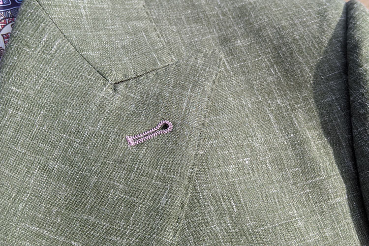 Indochino Linen Suit Close-Up