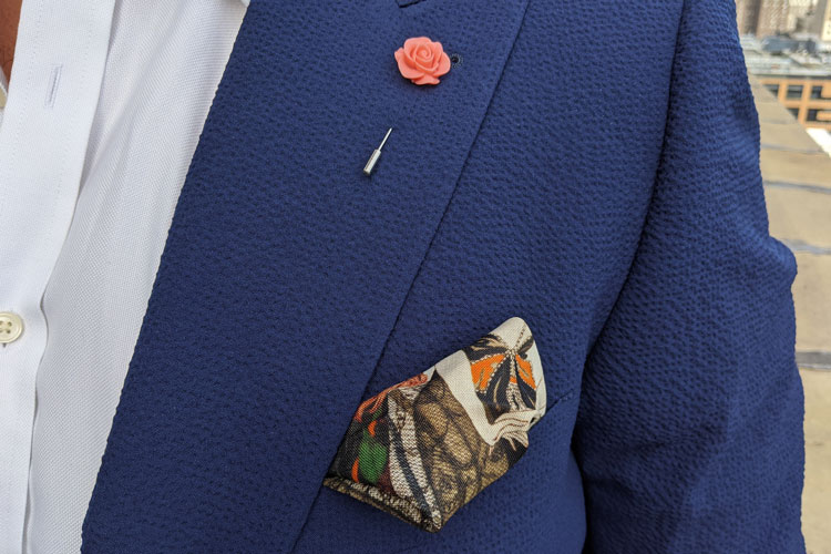 Indochino Seersucker Suit With Rampley & Co Pocket Square