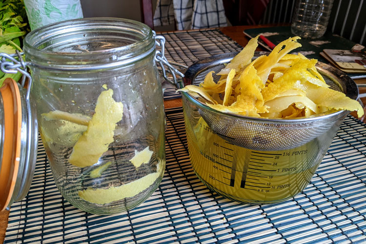 Straining Lemon Skins From Limoncello
