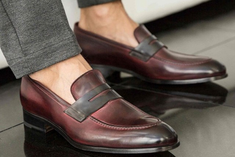 Ace Marks Burgundy Penny Loafers
