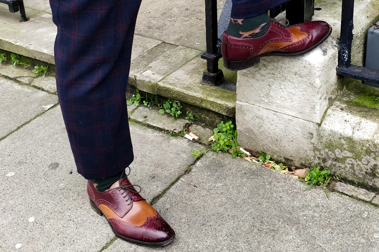 Ace Marks Vincent Burgundy & Tan Brogue Shoes