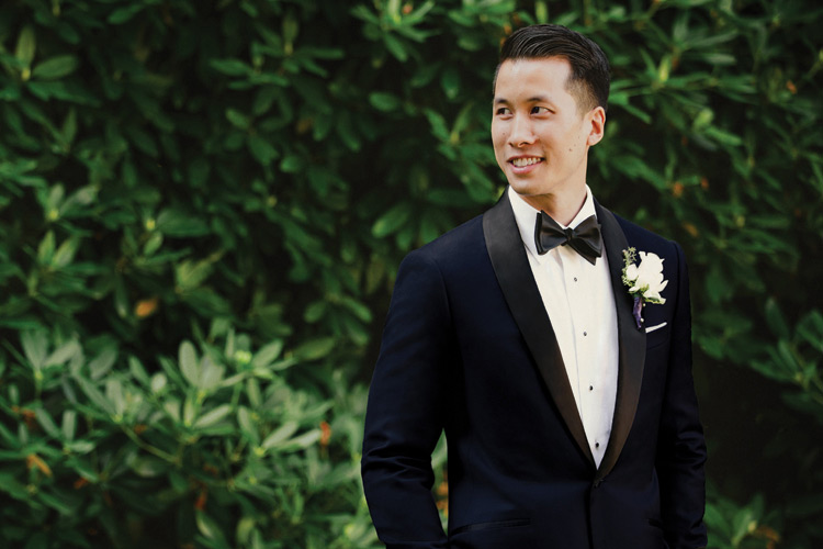 Black Lapel Wedding Tuxedo & Boutonnière