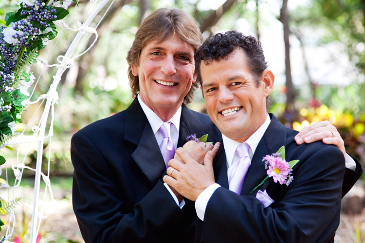 Identical Gay Wedding Suits & Boutonnières