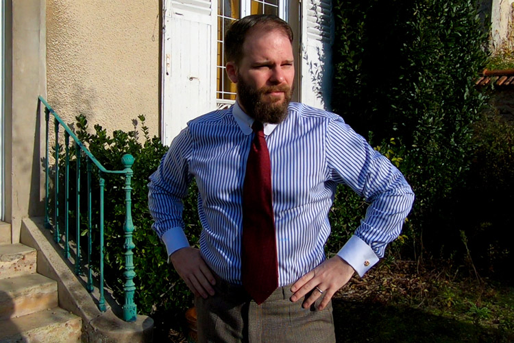 Striped Blue Contrast Collar & Cuff Custom Apposta Shirt