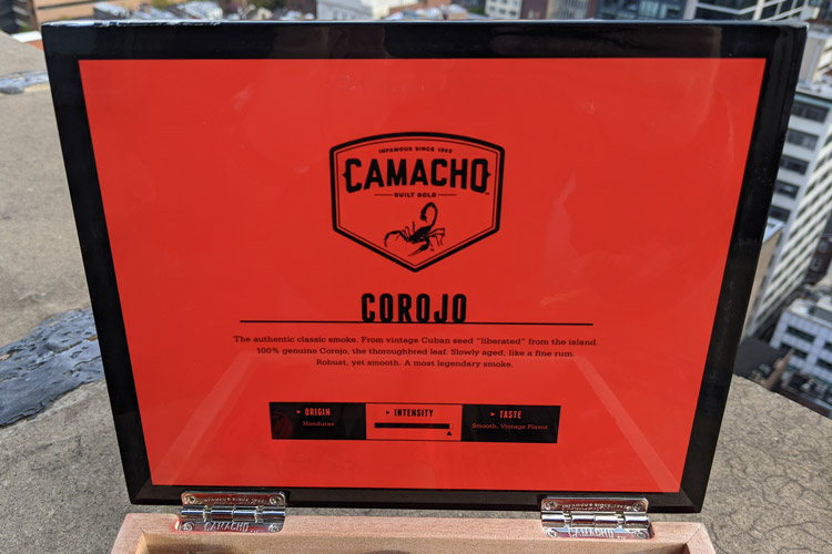 Camacho Corojo Cigar Box Lid Inteior