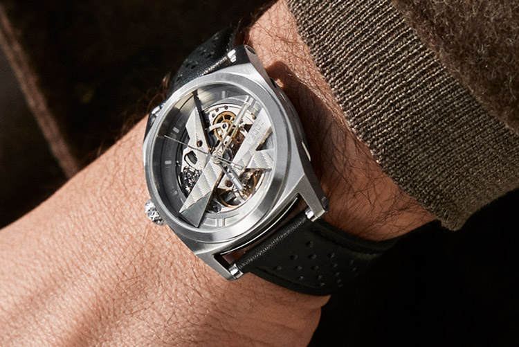 Code41 DAY41 Steel & Black Perforated Strap