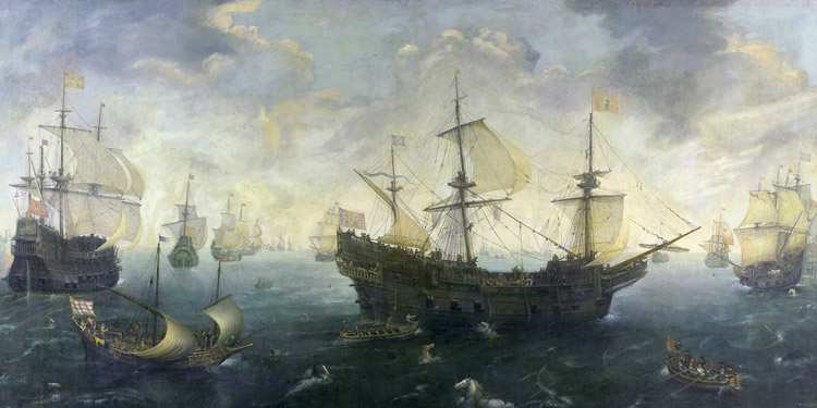 The Spanish Armada Off The English Coast In 1588 by Cornelis Claesz van Wieringen, 1620