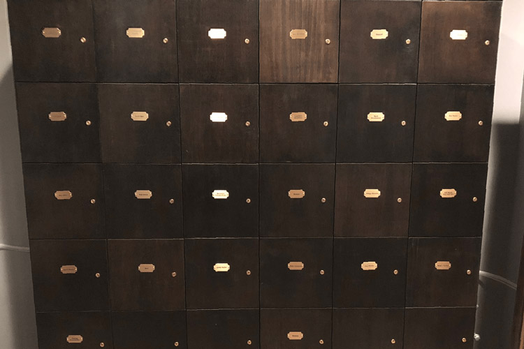 Flat Door Cigar Locker With Brass Plates