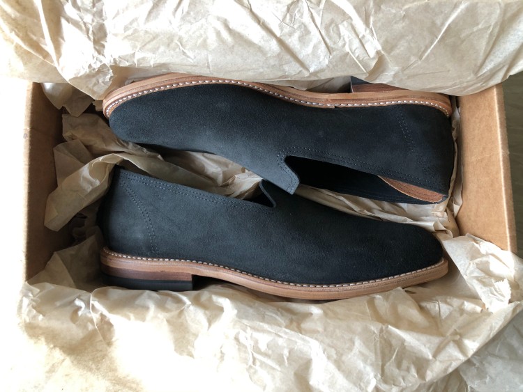 Black Roughout Wholecut Loafers in Shoe Box