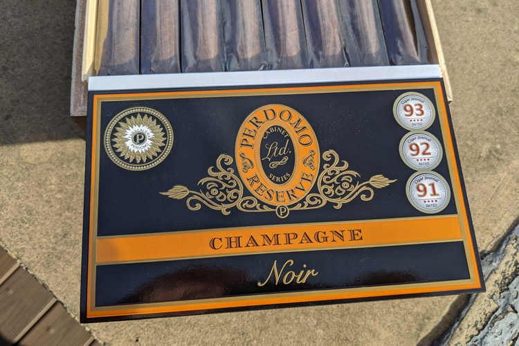 Perdomo Champagne Noir Cigar Box Close-Up