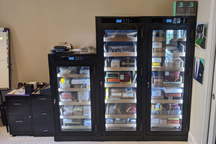 Three Cigar Cabinet Humidors with Cigars