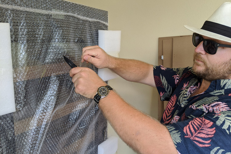 Removing Bubble Wrap From Remington Cigar Cabinet