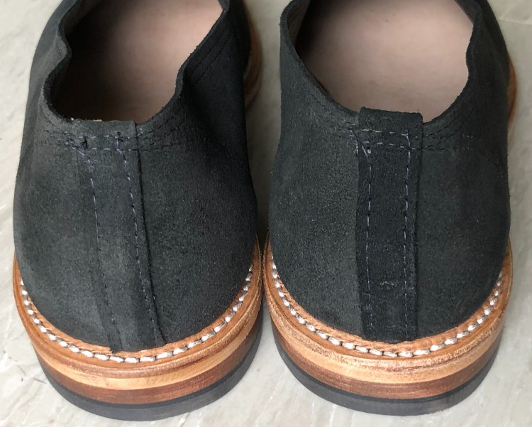 Stitching Details on Backstay of Wholecut Leather Loafer