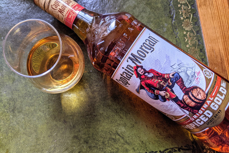 Captain Morgan Spiced Gold Rum Glass & Bottle