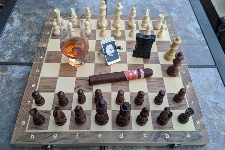 Plasencia Alma del Fuego Cigar On Chessboard