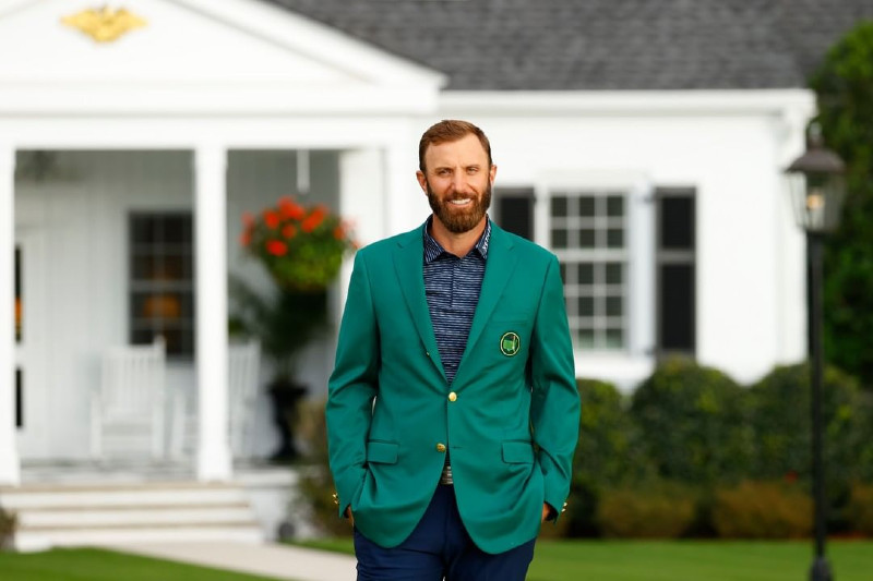The Masters Green Jacket on Dustin Johnson