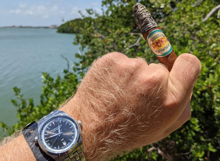 La Aurora 1903 Emerald Cigar & Hamilton Watch