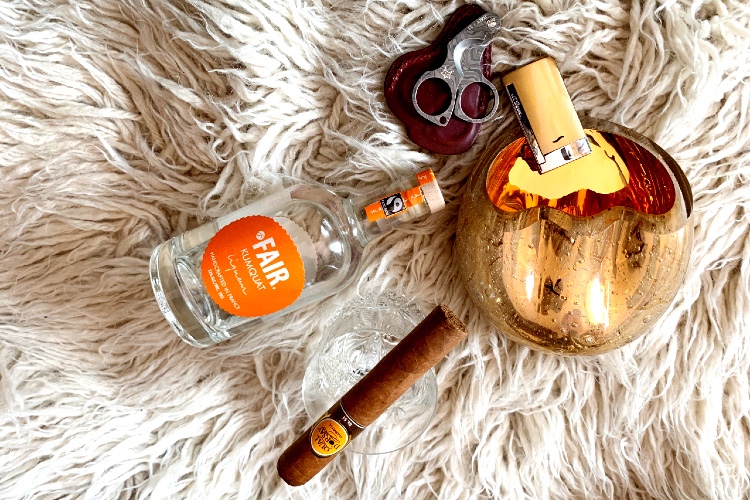 Fair-Kumquat-Liqueur-Cigar-Pairing-Ashtray-Dupont-Lighter