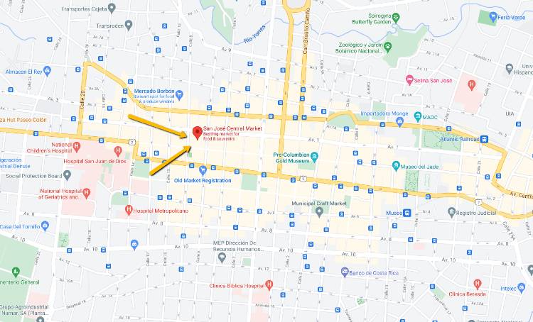 Mercado Central San Jose Costa Rica - Google Map Location