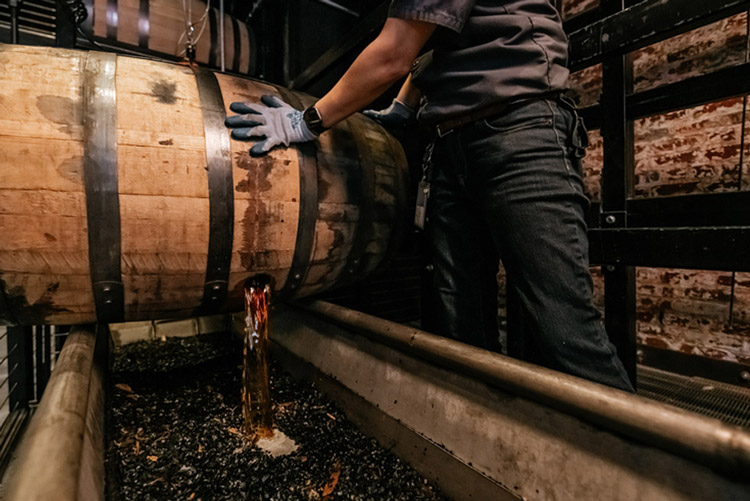 Charcoal Filtering Old Forester Bourbon Barrels