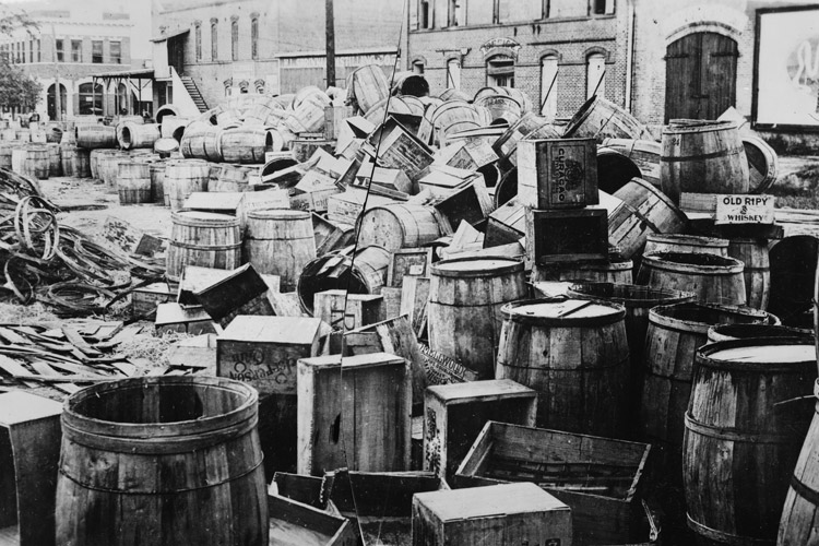 Destroyed Whiskey Barrels During Prohibition