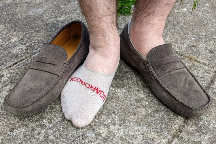 Caucasian Skin-Tone Boardroom No Show Socks & Oliver Cabell Driivng Shoes