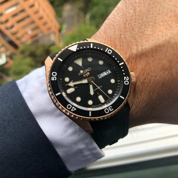 Seiko 5 Sports SBSA028 SRPD76 Rose Gold Strap Watch