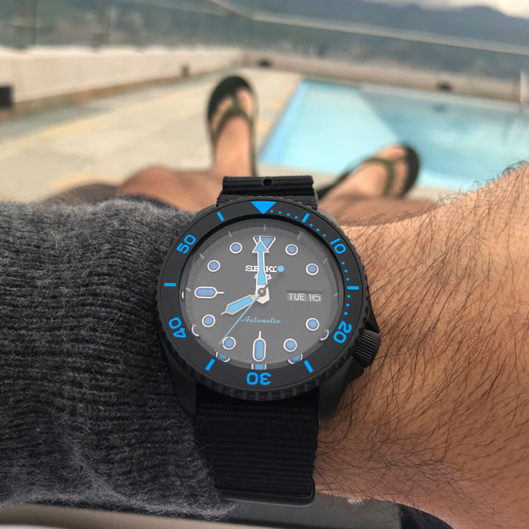 Seiko-SRPD81-Black-PVD-Watch-Wristshot