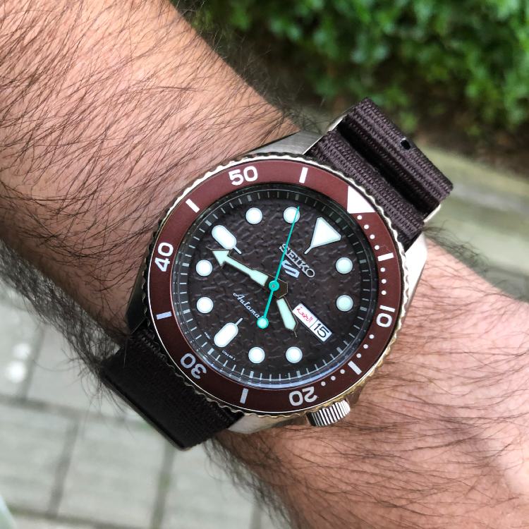 Seiko SRPD85 Sense Collection Brown Watch On NATO
