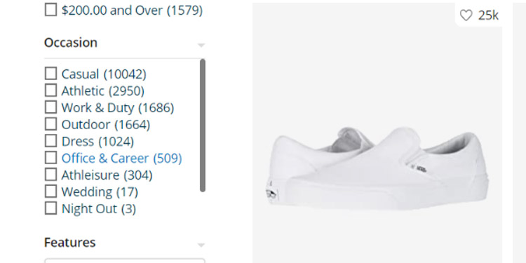 Zappos Occasion Filter