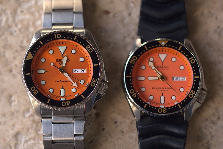 Seiko SKX and 5 Sports Orange Dial