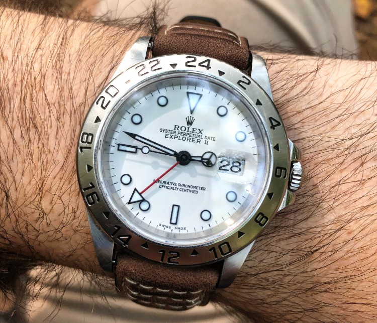 White Polar Dial Close Up Of Rolex 16570