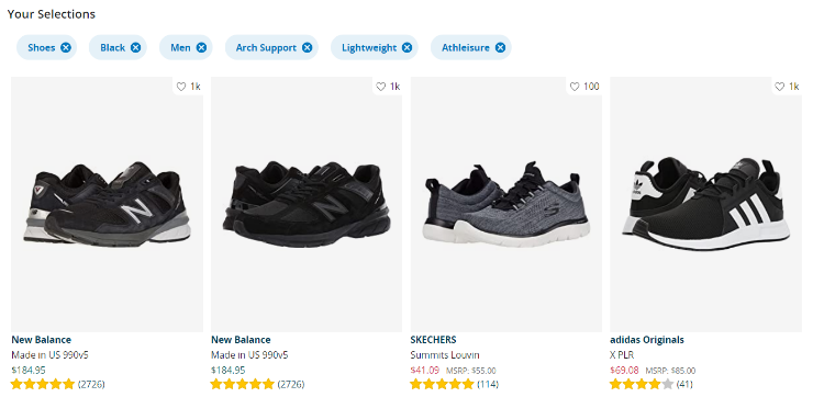 Search Results When Shopping For Plantar Fasciitis Shoes On Zappos