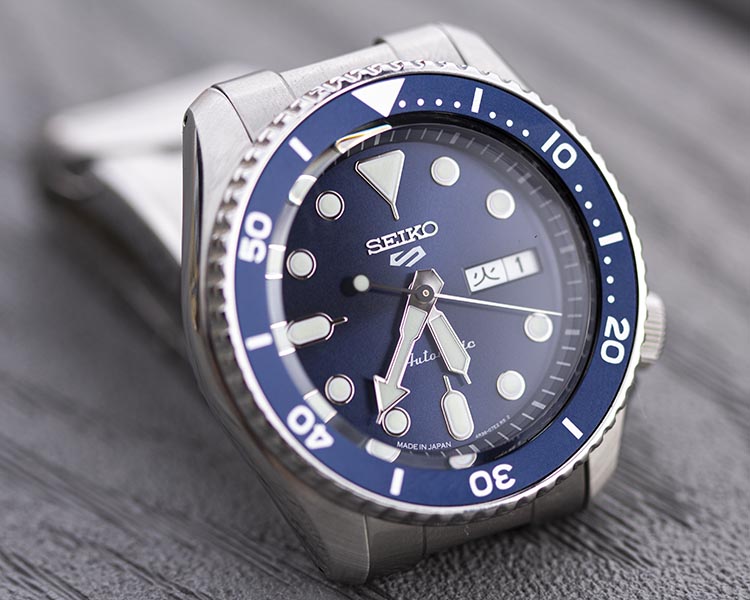 Seiko 5 Sports SBSA001 Blue Dial And Bezel Steel Dive Watch
