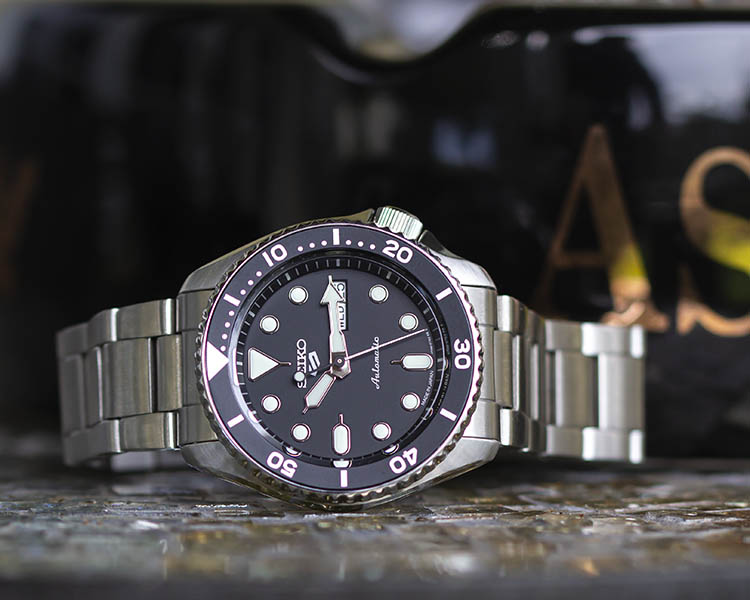 Seiko 5 Sports SBSA005 SRPD55 Black Dial Steel Dive Watch