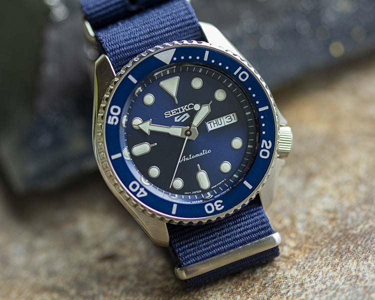Seiko 5 Sports SRPD87 Blue Dial On NATO Strap
