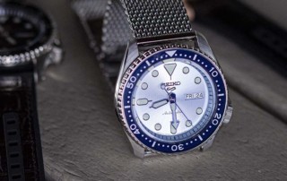 Seiko 5 Sports SRPE77 Ice Blue Dial On Milanese Bracelet 2