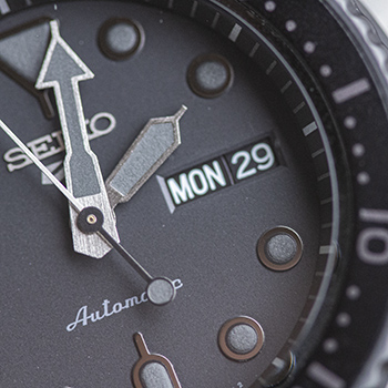 Seiko Blackout Dive Watch Dial Hour Indices Closeup
