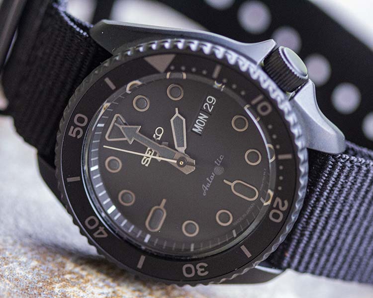 Seiko SBSA025 Black PVD Watch On NATO Strap