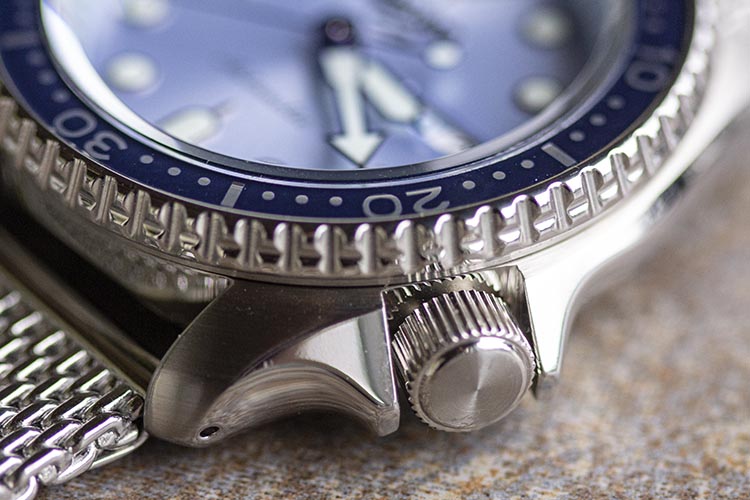 Seiko SRPE77 Stainless Steel Case and Crown Details