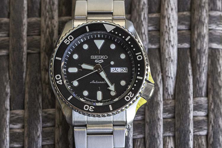 Steel Sports Watch Black Bezel & Dial SRPD55 SBSA005