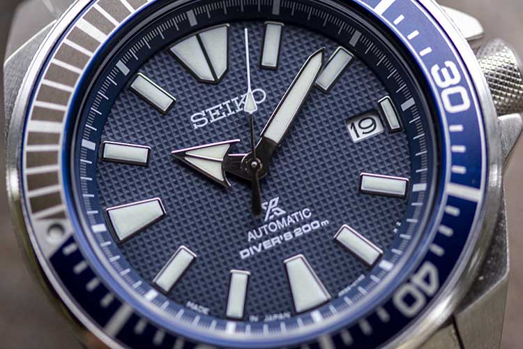 Blue Dial Made In Japan Text Seiko Samurai