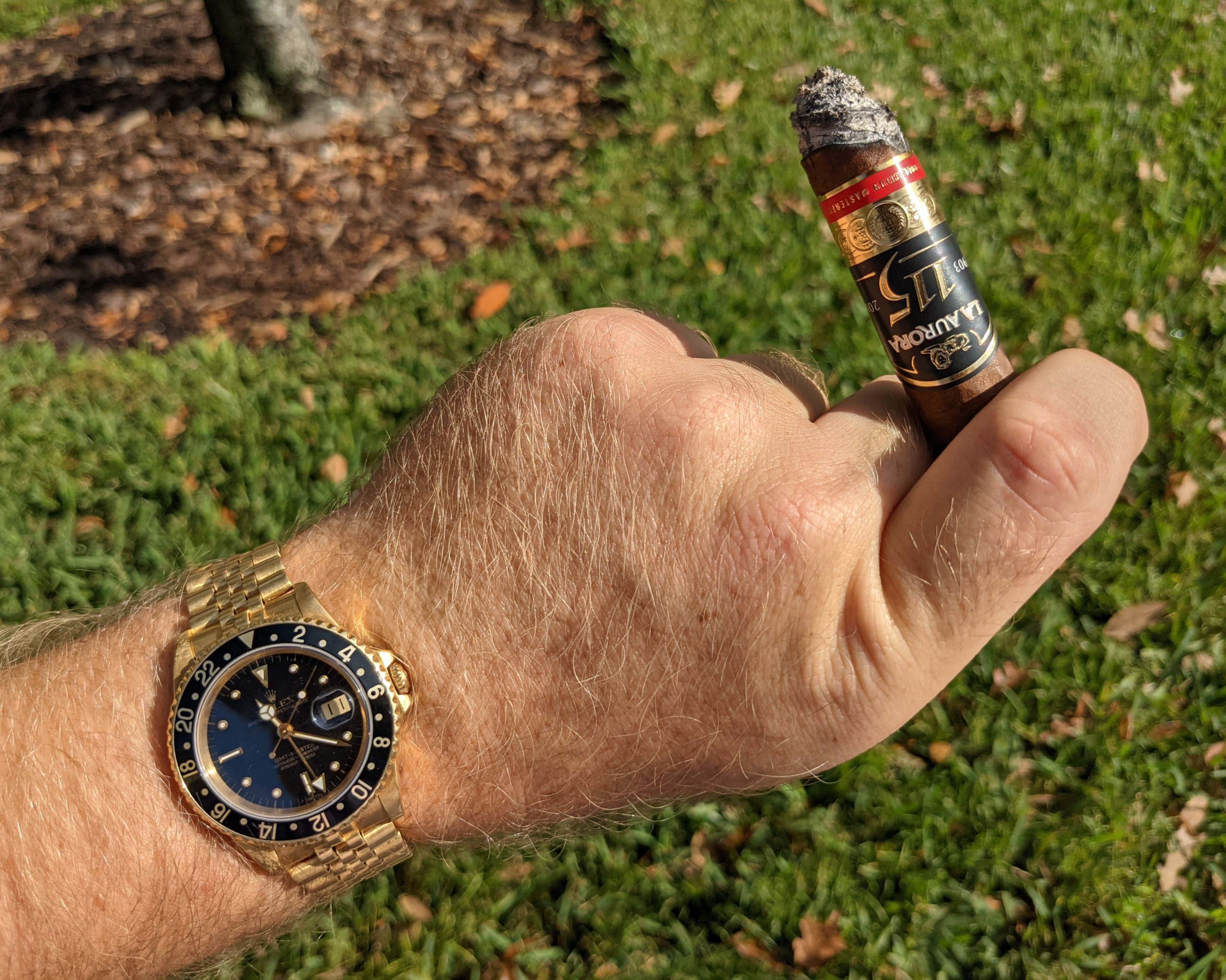 La Aurora 115th Cigar And Gold Rolex GMT-Master Watch Medium